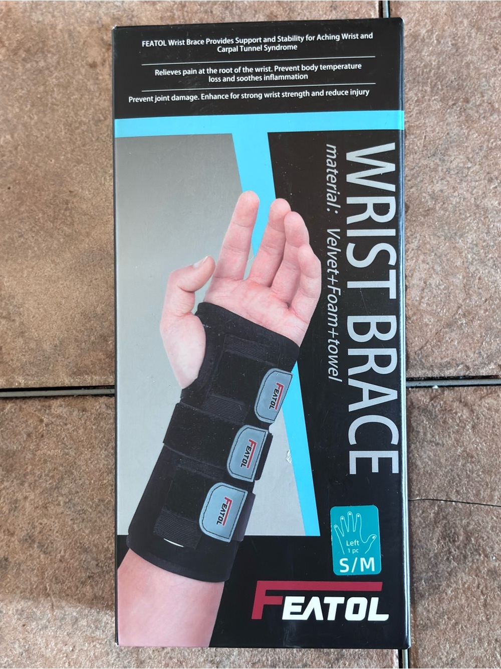 FEATOL Wrist Brace Hand Brace Left Hand Small/Medium Carpal Tunnel Wrist NIB